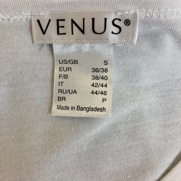 Venus white short sleeve t-shirt long twist front chest pocket women's tunic tee - Picture 7 of 9